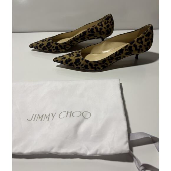 Jimmy Choo Leopard Print Kitten Heel Pumps Shoes Suede Professional Sz 38.5 - Picture 8 of 16